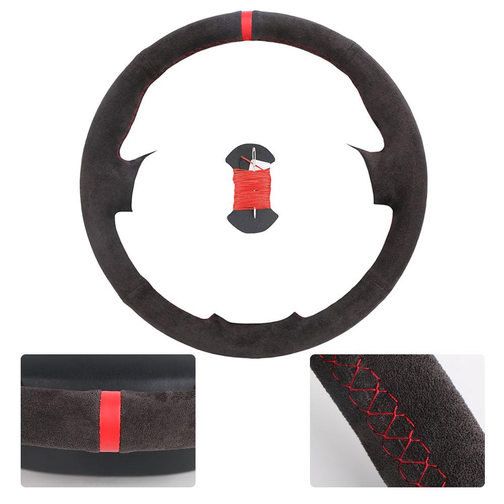 Car Steering Wheel Cover For Jeep Compass Grand Cherokee Wrangler Patriot 2012-2014 Soft Suede Leather Steering Wheel Hand-sewn