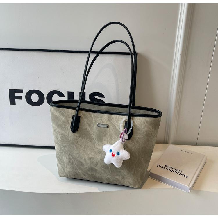 Retro big bag, new women's shoulder tote bag, versatile and large-capacity class commuter bag, fashionable