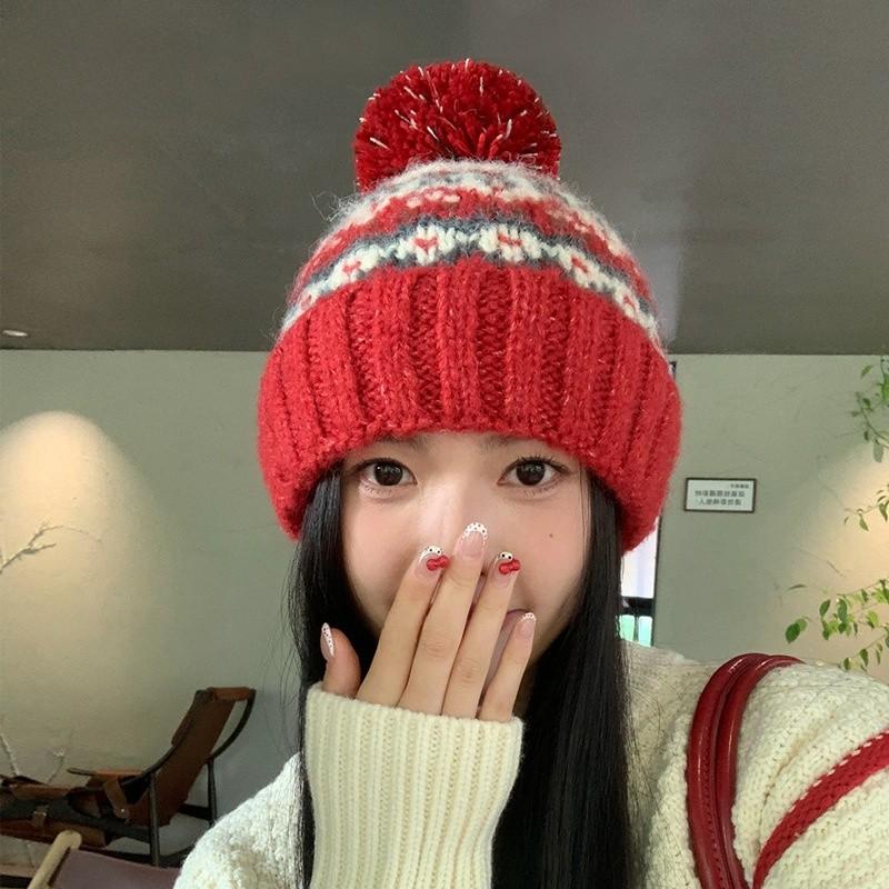 Women Knit Hat Acrylic Material Breathable Windproof Winter Fashionable Autumn