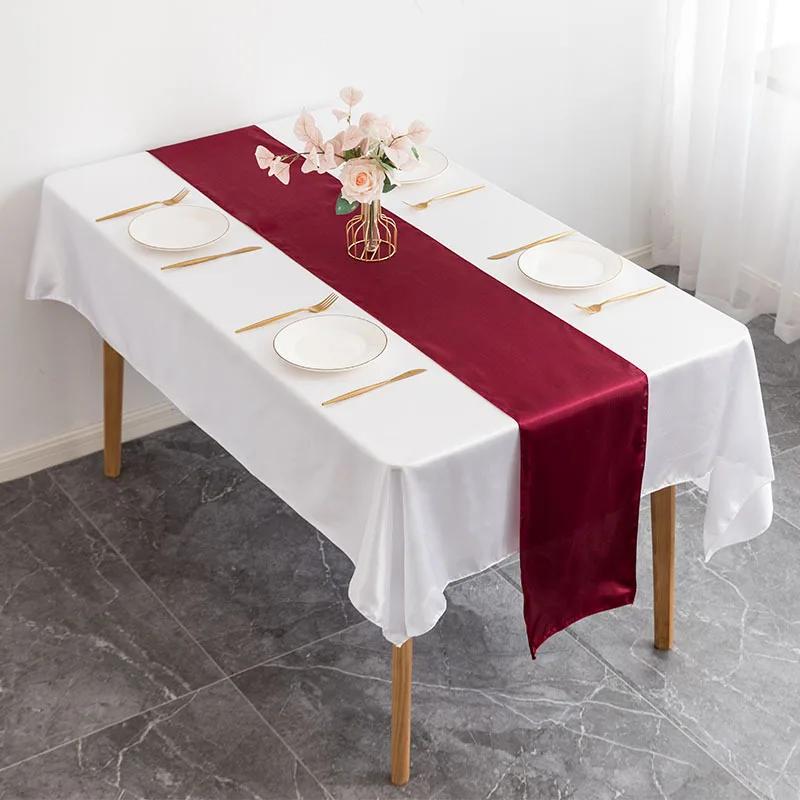 10Pcs Satin Table Runner 30cm X 275cm Wedding Party Supply Christmas Home Modern Coffee Dining Luxury Table Decoration
