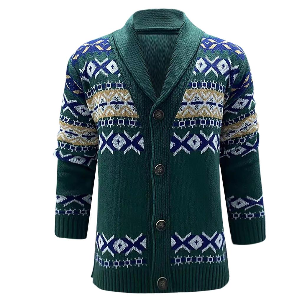 Autumn And Winter Men's Fashion Loose Cardigan Warm Lapel Jacket Sweater