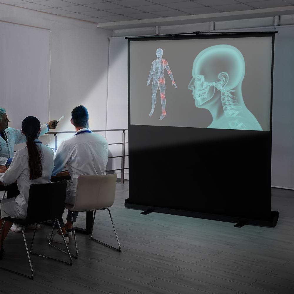 Ekran Projektorowy 80 Calowy Szeroki Wolnostojący Podłogowy Pantograf Duży Łatwa Instalacja Przechowywanie Kino Domowe E-Supply 169 EEX-PSY2-80HDV