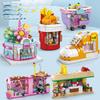 8 Style Mini Street View City Architecture Building Blocks Snack Store Shop House Model Bricks Puzzle Castle Toys for Children