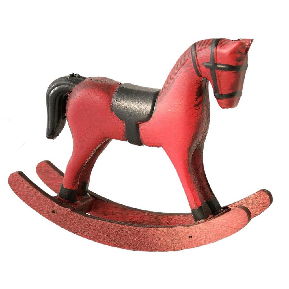 

Centerpiece Display Nordic Home Accent Vintage Wooden Rocking Horse красный