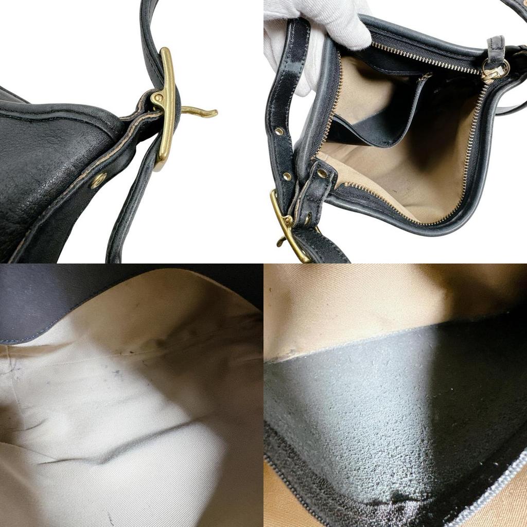 Coach Diagonal Crossing Shoulder Bag Leather Black Women K0D-9204 Used