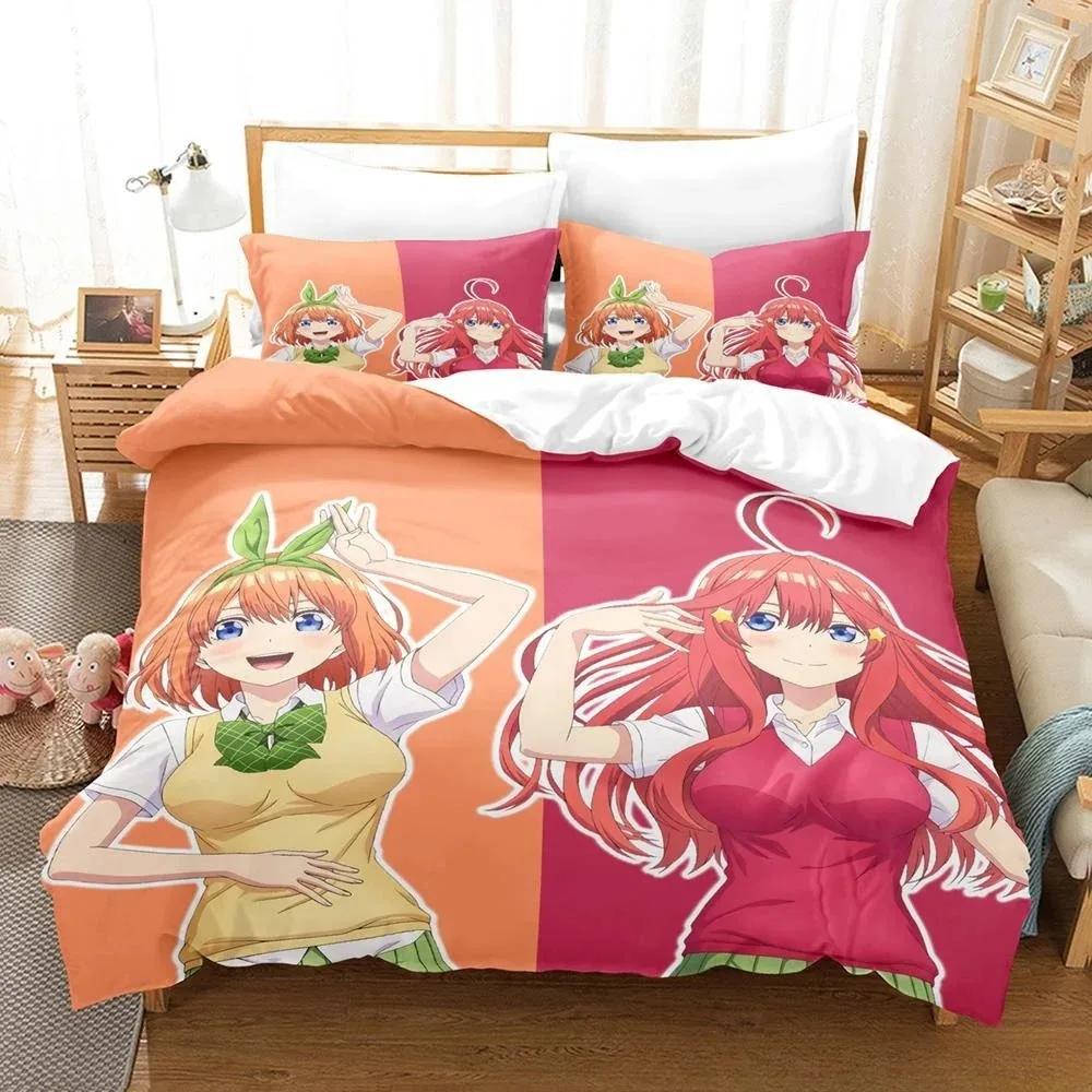 Anime Kawai Young Girls The Quintesential Quintuplets Beding Set Carton Anime thre-piece set Adult People Kid Bedrom Duvet cover Sets
