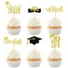 12 Pcs Graduation Season Celebration Cake Prop Insert Cap Cupcake Topper Party Decoration Toppers 2024 Card Decors Paper Picks
