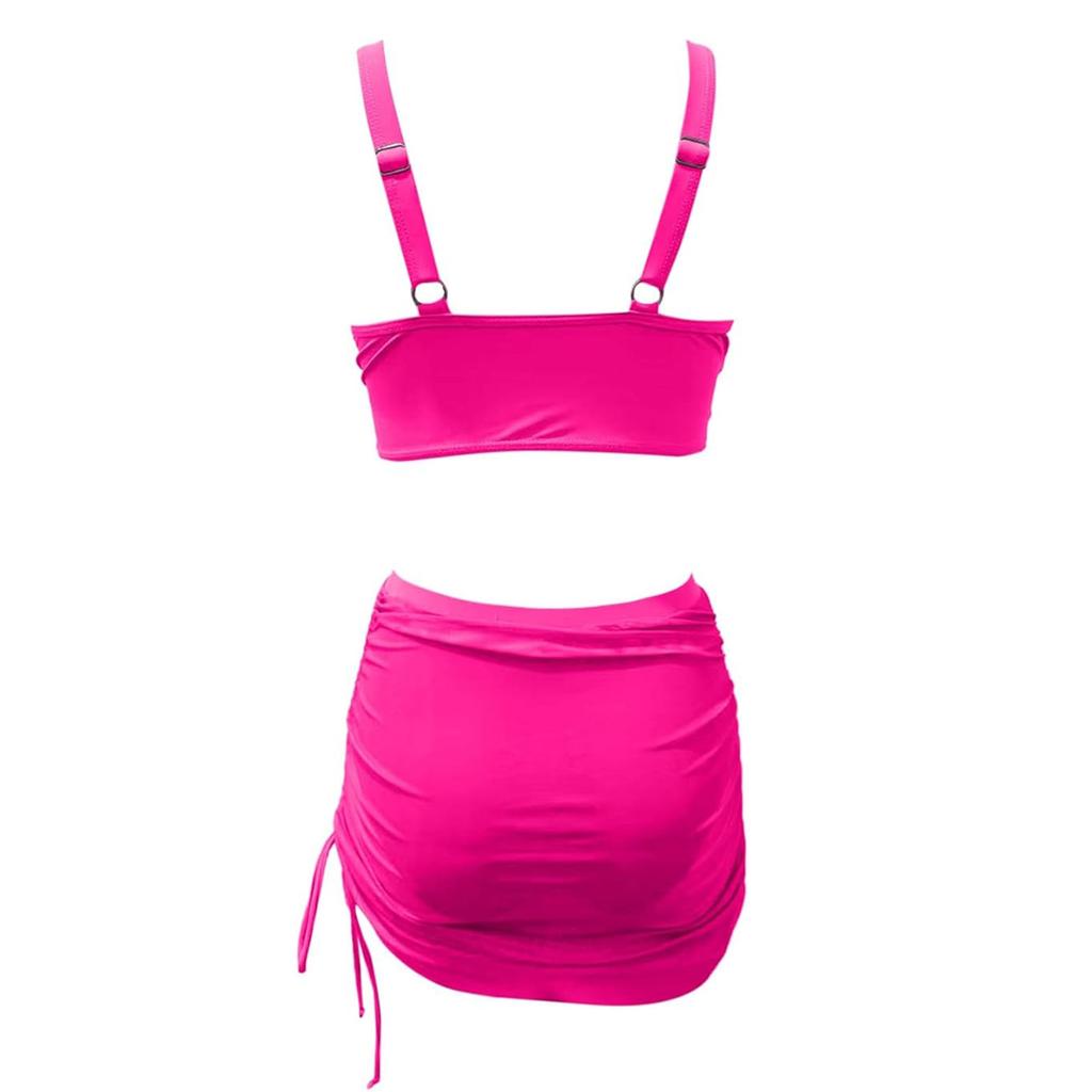 Women's  Color Swimsuit Looks Slimmer Than The Base Mesh Drawstring, Trimmed Top And Pants Two-piece Set