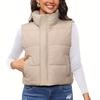 Women's Solid Color Fashionable Pocket Stand Up Collar Vest Jacket