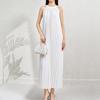 Women's Summer 2025 French Pleat Halter Neck Long Dress - Waist-Slimming High-End Vacation Style