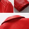 Women Jacket Solid Color Faux Leather Windproof Slim Lady Coat for Motorcycle Riding