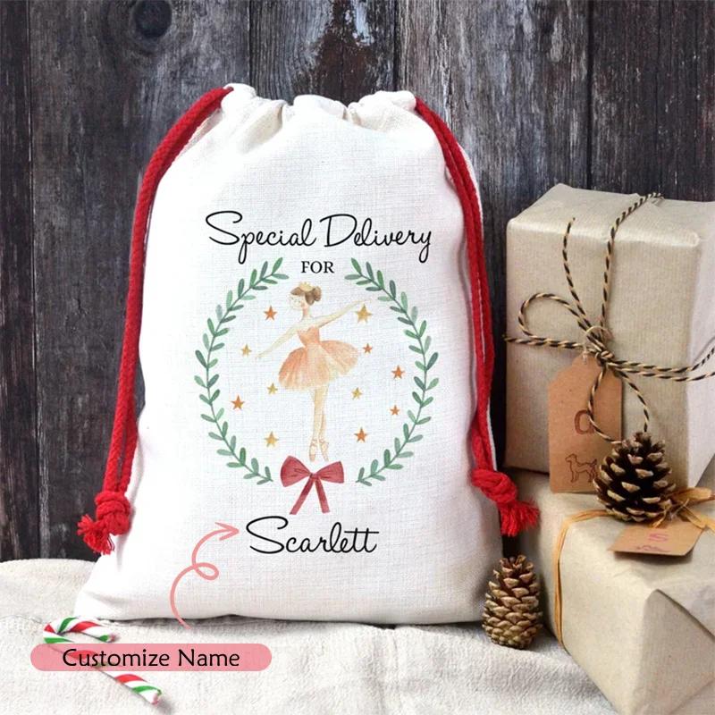 

personalised Nutcraker fairy Ballerina Santa Sack Christmas stocking Children kid boy girl baby first 1st Xmas gift Present Bag 30x40cm