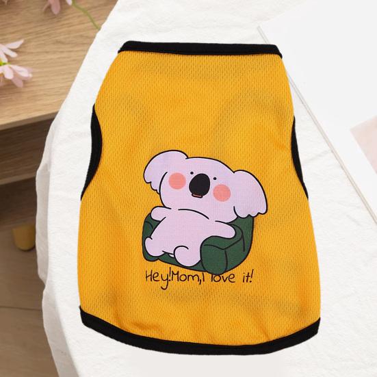 Kamizelka dla zwierząt Wykwintne obszycie Nadruk Miękka kreskówkowa zwierzęca Okrągła szyja Oddychająca siateczkowa sukienka Urocza letnia bluzka dla kota i psa