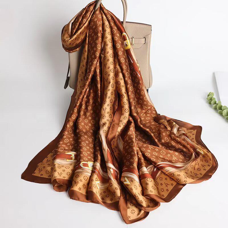 2024 Stylish Korean Brocade Silk Scarf for Women - Versatile Spring/Autumn Shawl