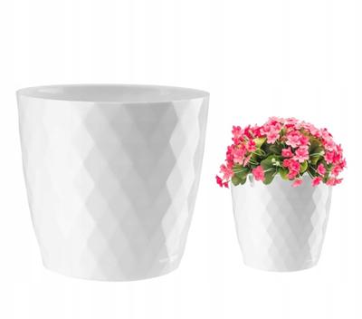 Decorative White Plastic Flower Pot Cristal 14x12 Cm