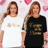 Spanish Bridesmaid T-Shirt Bride Tribe Gold Foil Graphic Tees O Neck Tops for Bachelorette Party Bridal Shower Female Clothing
