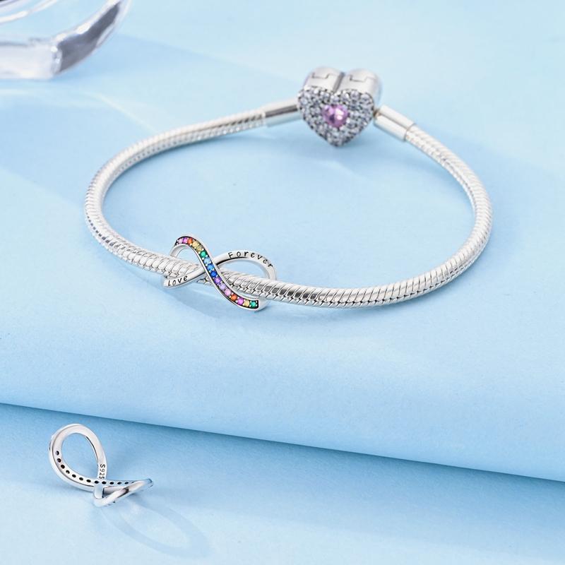 Copper Heart Charm Beads With Cz Stones Pendant For Bracelet Necklace Charm Beads Women Girl Jewelry Gifts