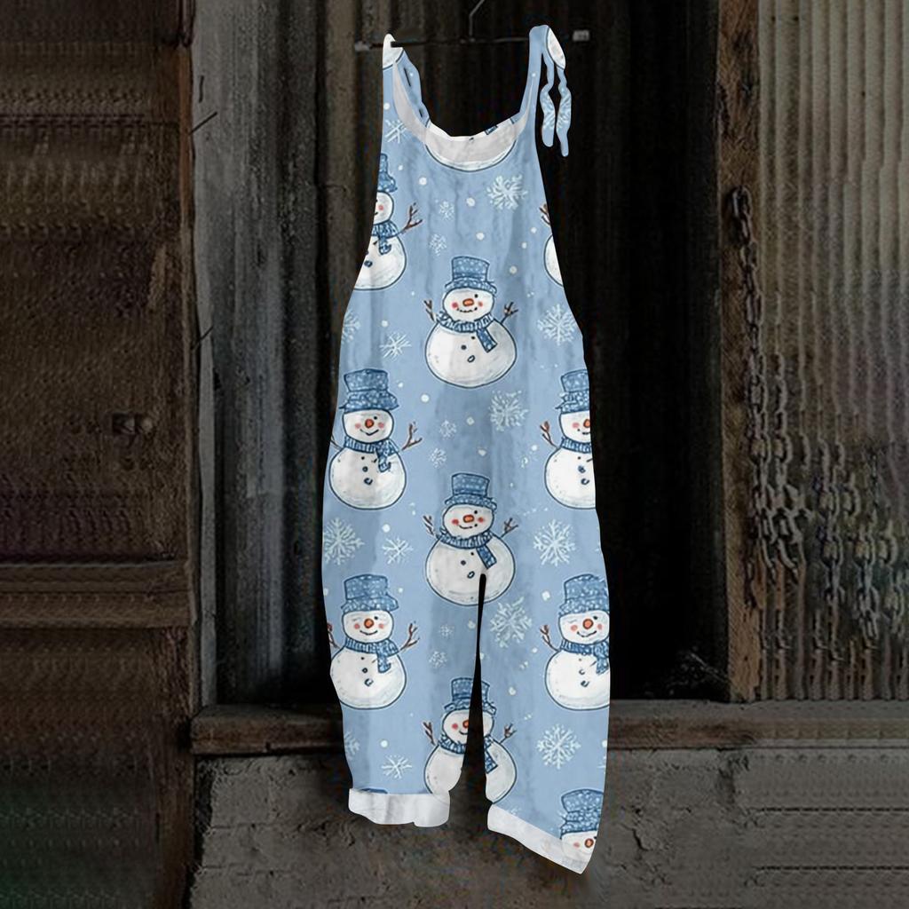 Women's Jumpsuit Halloween Print  Casual Loose Vintage Shoulder Strap Cotton Linen