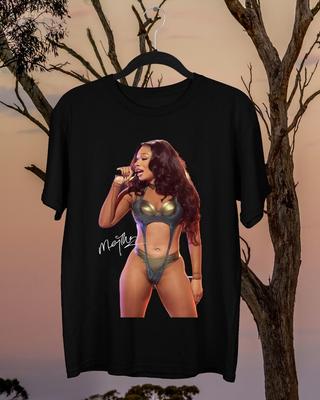 NEW Rare Megan Thee Stallion Signature Short Sleeve Black All Size Shirt Unisex T-Shirt