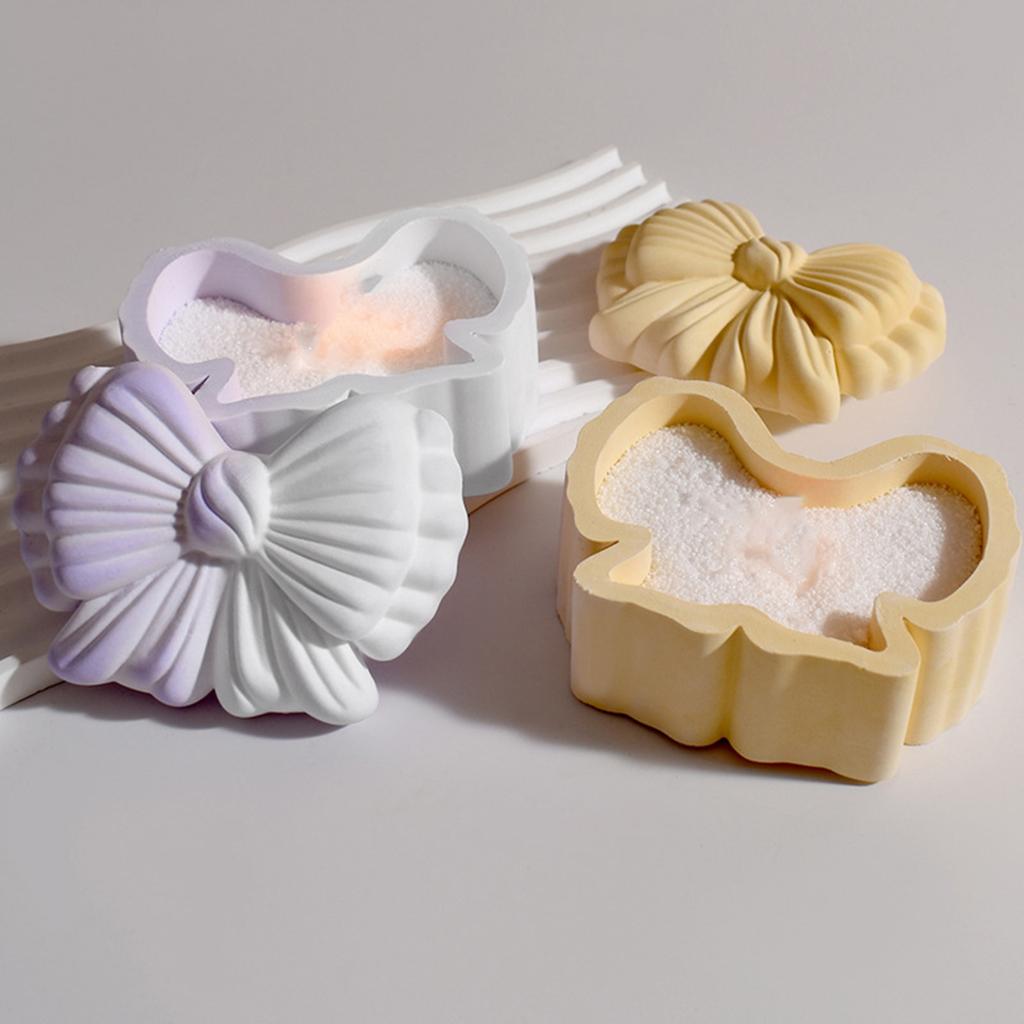 Bowknot Pumpkin Shaped Organiser Box Casting Mold Flexible Silicone Mold Tool For Cosmetics Office Supplies