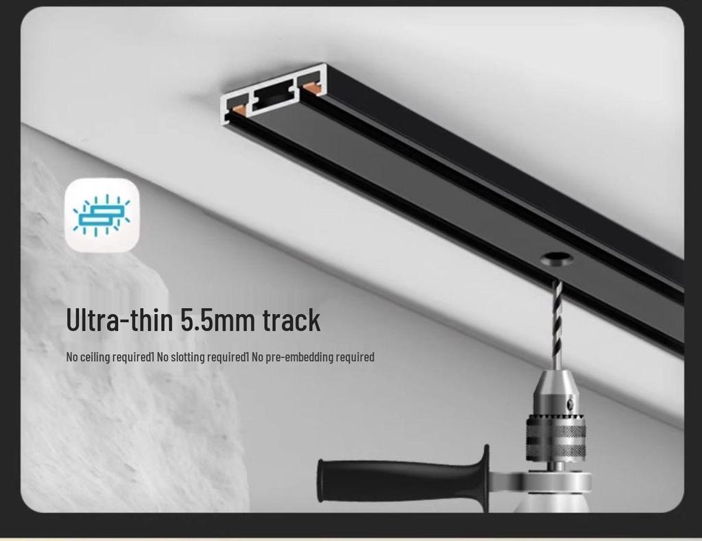 Ultra-Thin Surface-Mounted Magnetic Track Light Set for Living & Dining Rooms