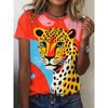 3D Leopard Print and Lipstick Print Short-sleeved Top Summer Casual Everyday Women's T-shirt Urban Street Fashion Women's Y2K