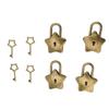 4 Set Treasure Chest Padlock Mini Metal Diary Book Jewelry Box Decorative Lock with Key S007 Five Pointed Star Shaped