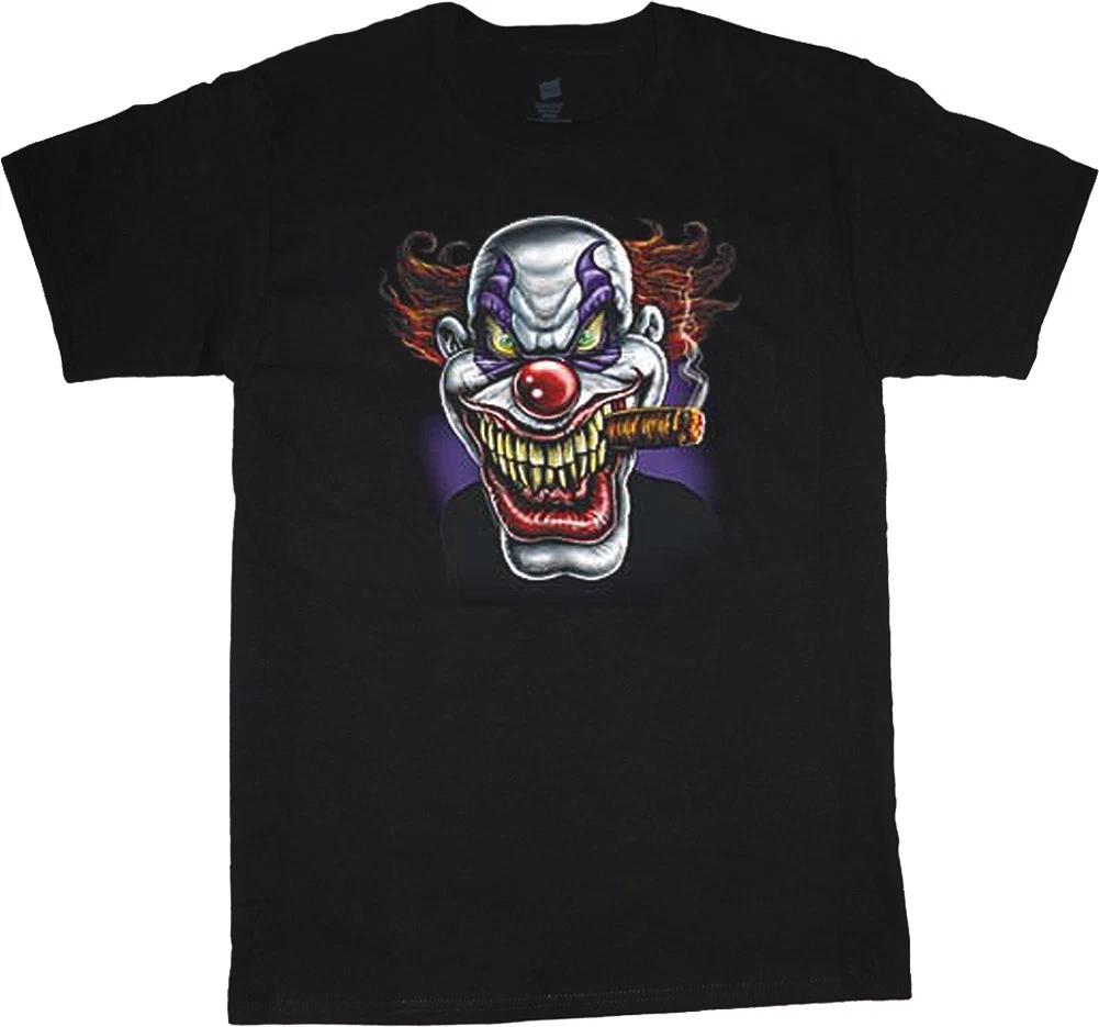Evil Scary Clown Funny T-shirt Men s Graphic Tees Horror Movie Design XS