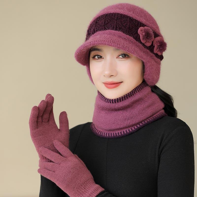 Winter Hat Fleece Thickened Ear Protector Knitted Hat In The Elderly Cold Wool Hat