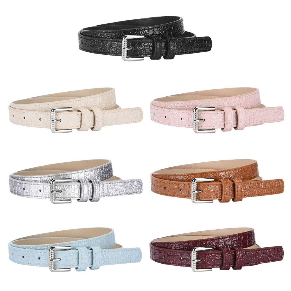 PU Leather Women's Belt Crocodile Pattern Leather Belt Vintage Waistband Belts  Jeans