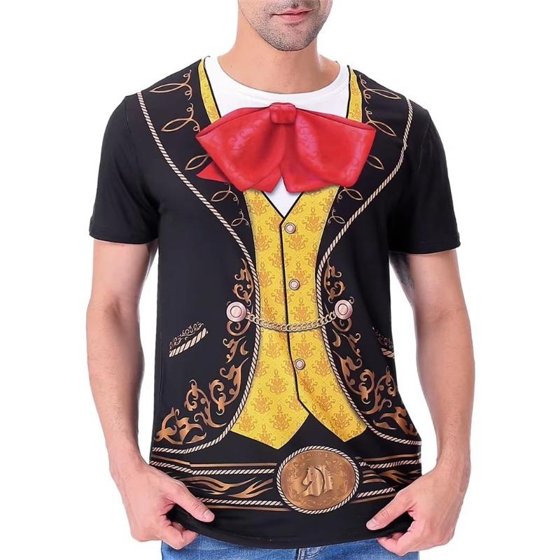 

Мужские футболки с рисунком Мариачи, искусственный костюм с 3D принтом, футболки с короткими рукавами, повседневная футболка большого размера, мексиканский костюм, уличная одежда 5XL