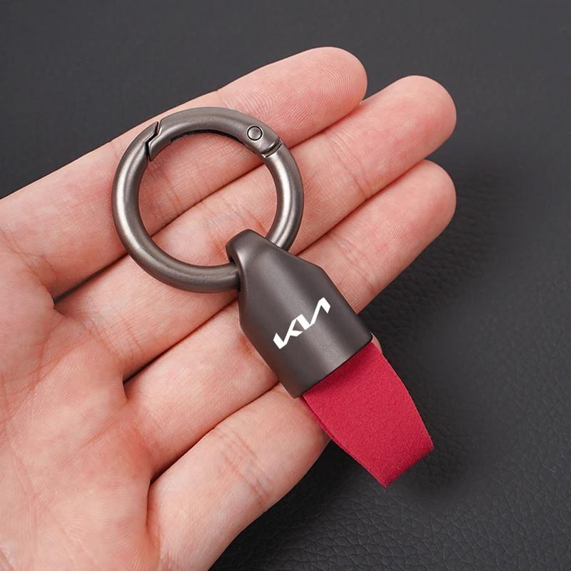 JRIH3 Suede Metal Key Chain Fashion Keychain Key Ring Holder For Kia Morning Picanto Rio Sorento XCeed Soul Cerato Venga Cadenza K9 S