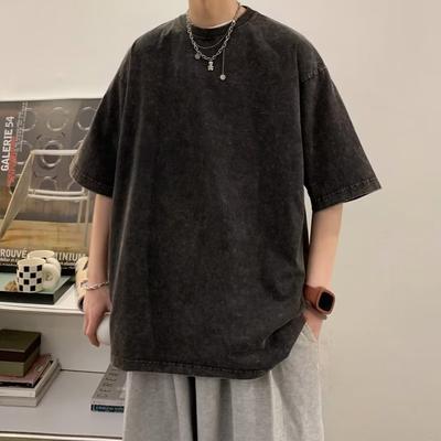Heavy Fabric Vintage Men Oversized Tees Summer Short Male Breathable Lightweight Soft Pullover Top