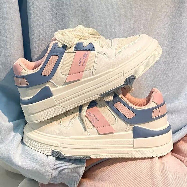 

Женские кроссовки на толстой подошве, весенние белые туфли в корейском стиле для студентов, молочная обувь Fufu, маленькая спортивная повседневная обувь для демонстрации ног 39