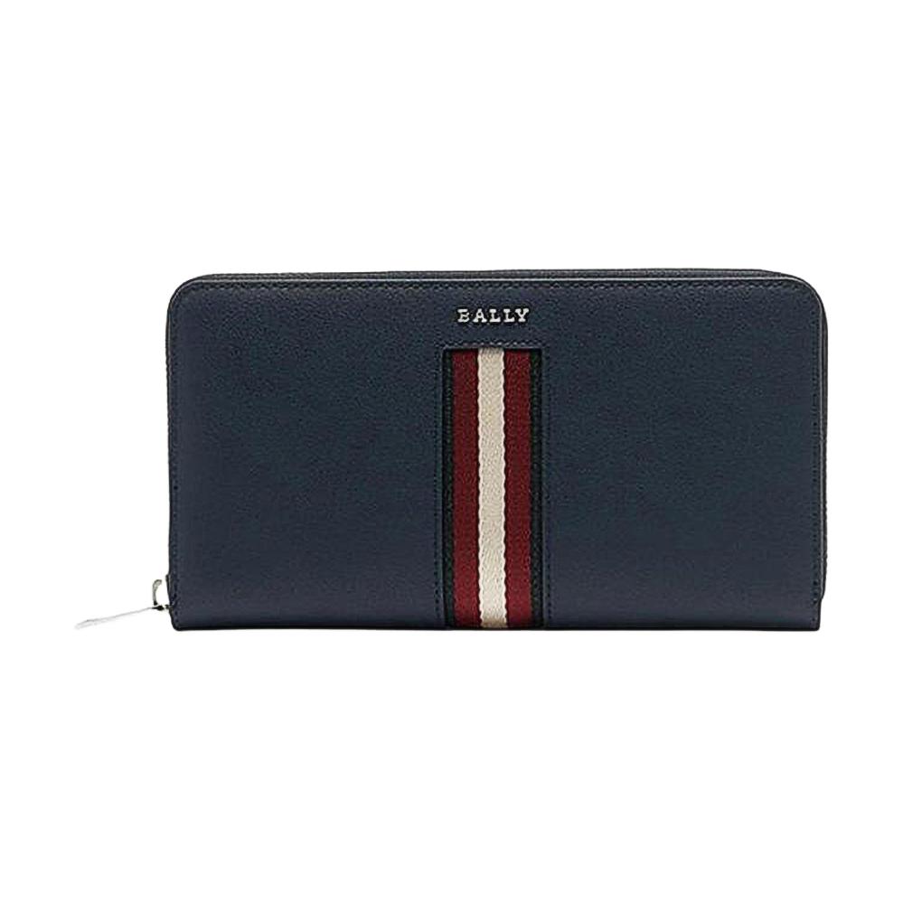 Bally Logo Zipper Long Leather Wallet