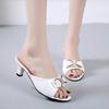 Rhinestone Medium Heel Shoes Low Price With Bow Slides Designer Luxury New Collection 2025 Women's Slippers and Ladies Sandals