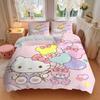 3pcs Bear Balloon & Hello Kitty Sanrio Print Bedding Set (1 Cover + 2 Pillowcases, Without Inserts),  Soft and Comfortable W007