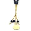 Islamischer Muslim Allah Koran Edelstahl Autoanhänger für Damen Herren Goldfarbe Arabisch Blaue Tigerauge Steine Kette Schmuck Geschenk