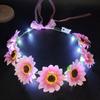 Bohemian Sunflower Headband Glowing Flower Hairband Hair Decorations Crown Garland Headband Women Wedding Headpieces