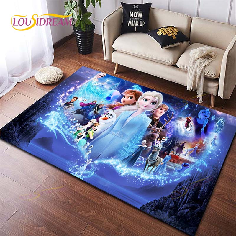 3D Printing Rug for Kitchen Doormat Bedroom Anime Frozen Carpets for Living Room Laundry Bathroom Non-slip Floor Mat
