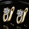 Cute Female White Zircon Stone Heart Hoop Earrings Vintage Fashion Gold Color Wedding  For Women