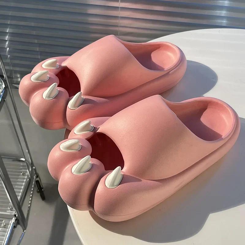 

Fashion Cute Cat Claw Slipper for Women 2025 New Summer Outdoor Slides Shoes Funny Cartoon Paw Beach Female Slippers Designer Flip Flops 36-37 розовый