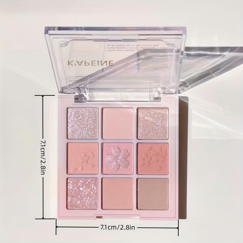 Cherry Blossom Nine-Color Eyeshadow Palette - Matte & Shimmer, Earth Tones, Easy Blend