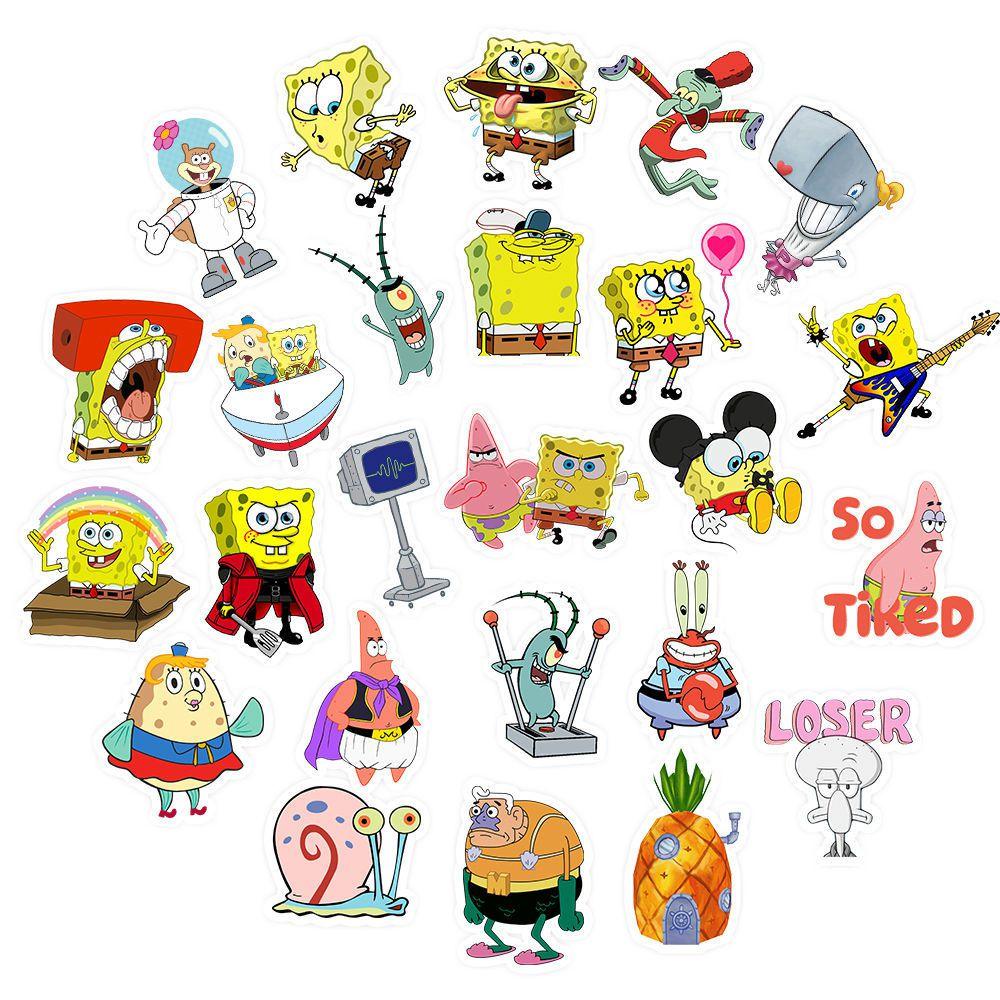 Živá sada 50 samolepek Sponge Bob pro notebooky, skateboardy a kola