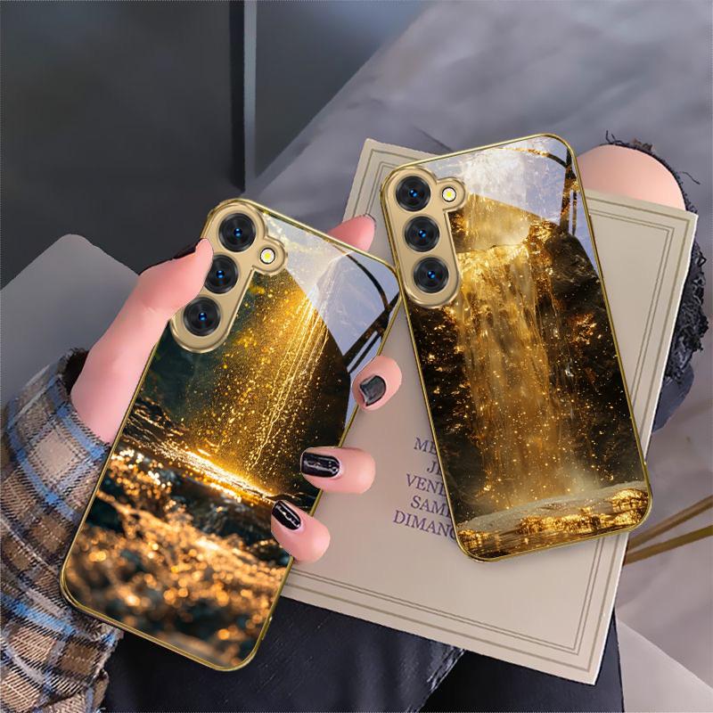Wspaniałe krajobrazy Dla Samsung Galaxy S26 S20 FE S21 S22 S23 Plus S24 Ultra S25Ultra S21+ S22Plus Złote szklane etui na telefon