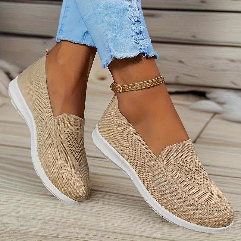 Sneakers, 1 Pair of Lightweight and Breathable Women's Knitted Flats, Breathable Low-top Fitness Shoes,