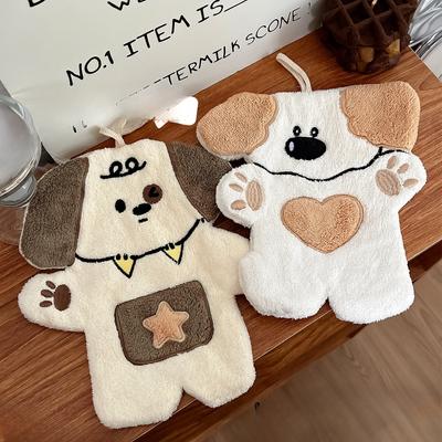 Cartoon Dog Hand Towel Super Absorbent Thickening Sassafras Hand Towel Children's Bathroom Does Not Shed Hair Small Square Towel