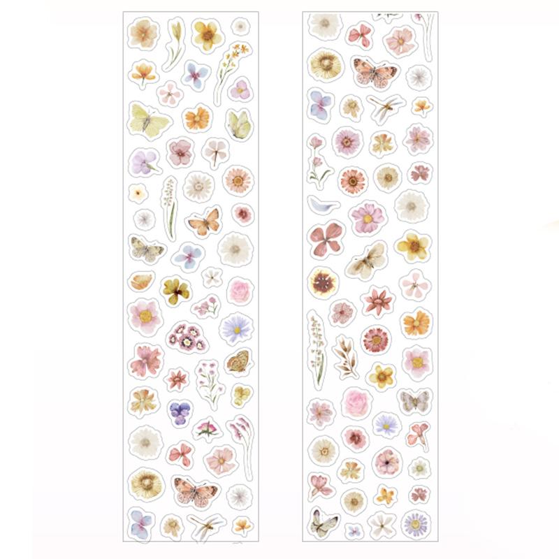 4 styly 1 role/balení akvarel květinové vyřezávané pásky na vypouštění odpadu pro DIY příručku, pouzdro na telefon, obálku, dekoraci
