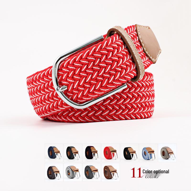 חגורת בד אלסטית יוניסקס עם אבזם פין - אבזם אריגה קז'ואל מתיחה עם הדגש עור