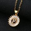 Shein Copper Zircon Round Alphabet Pendant Necklace